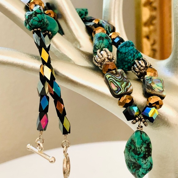 Vintage Turquoise Abalone Bead Necklace - Picture 5 of 14